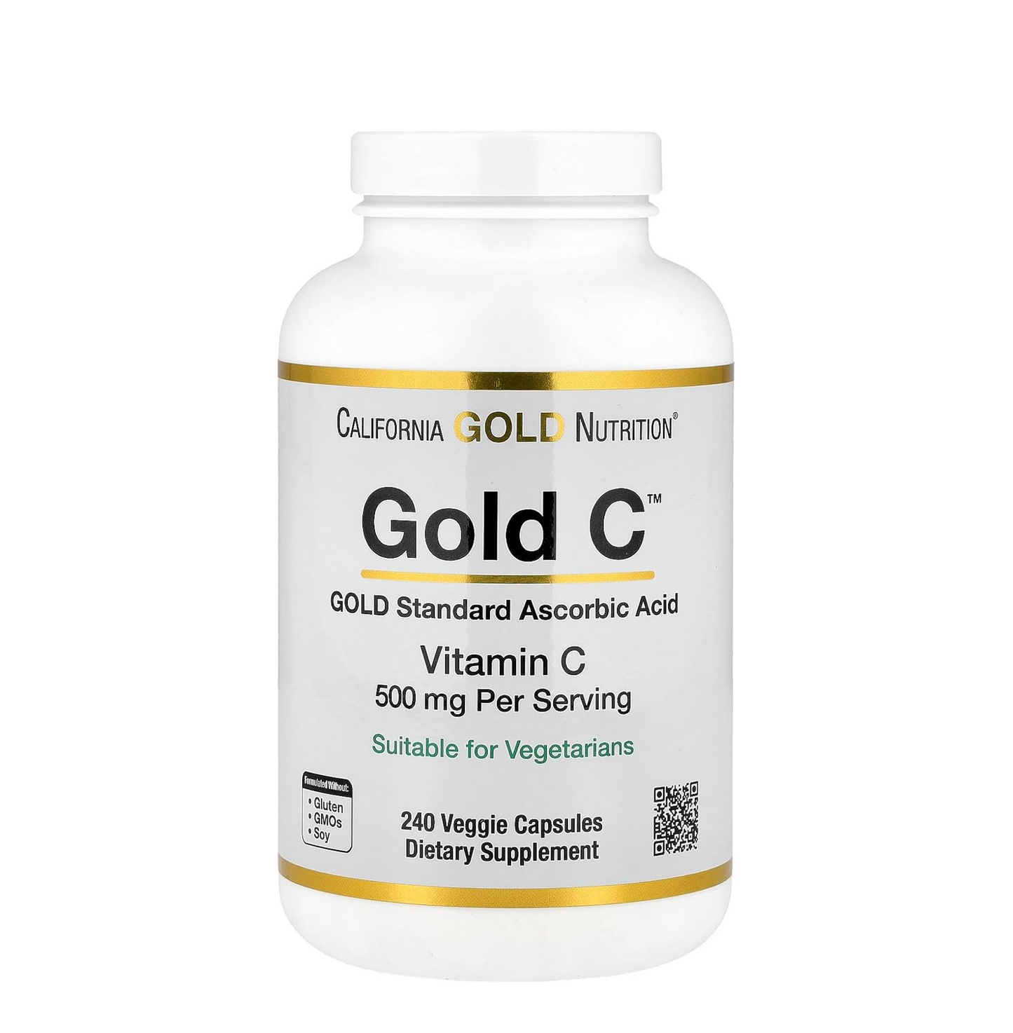 California Gold Nutrition Vitamin C supplement bottle on a white background