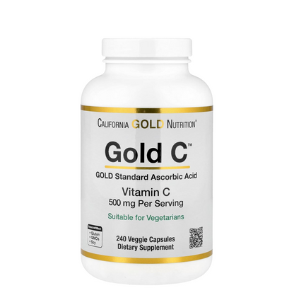California Gold Nutrition Vitamin C supplement bottle on a white background