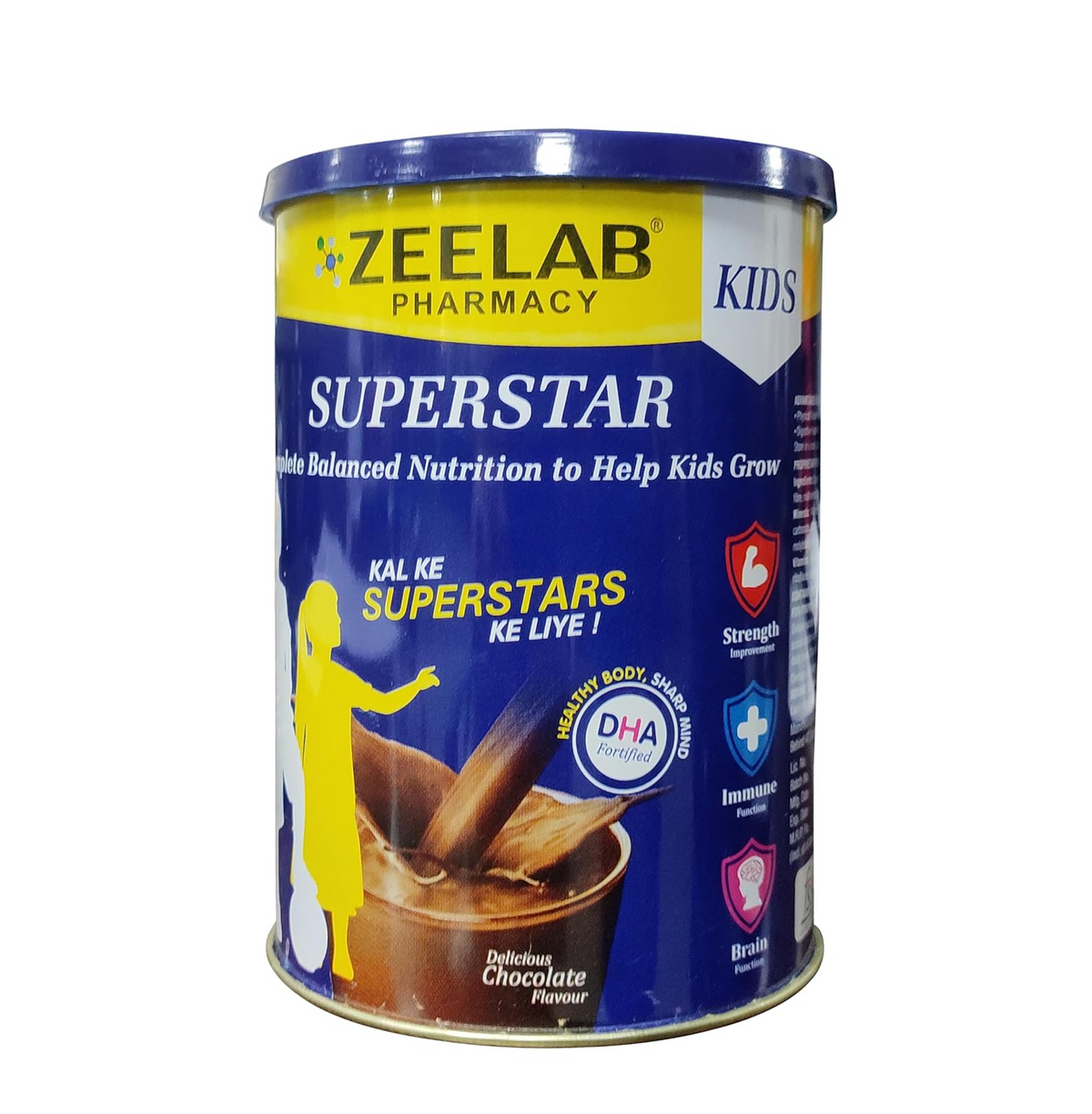 Zeelab Pharmacy Superstar kids supplement can on a white background