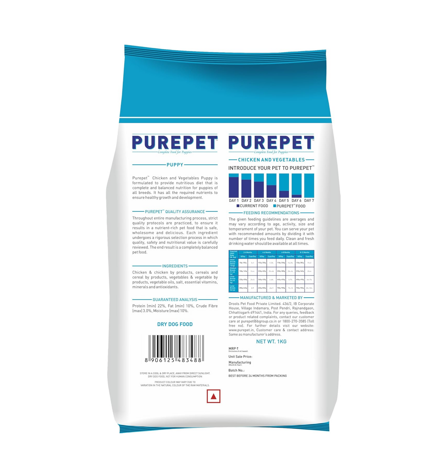 Purepet Puppy Dry Dog Food 1kg | Chicken & Vegetable Flavour | Promotes Health & Vitality | Immune Support | Healthy Digestion | Nutrient Rich