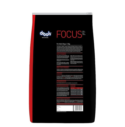 Drools Focus Premium Adult Dry Dog Food 1.2kg Pack | Chicken Flavour | Growth & Intelligence | Digestive Health | Healthy Skin & Coat | Improves Immunity