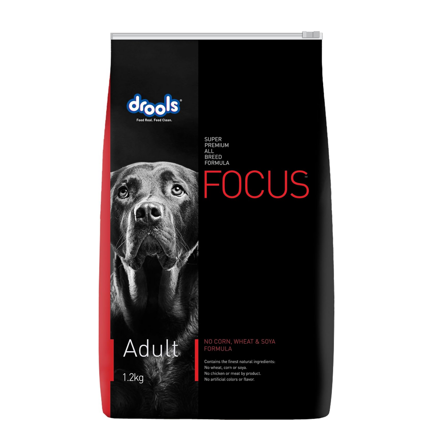 Drools Focus Premium Adult Dry Dog Food 1.2kg Pack | Chicken Flavour | Growth & Intelligence | Digestive Health | Healthy Skin & Coat | Improves Immunity