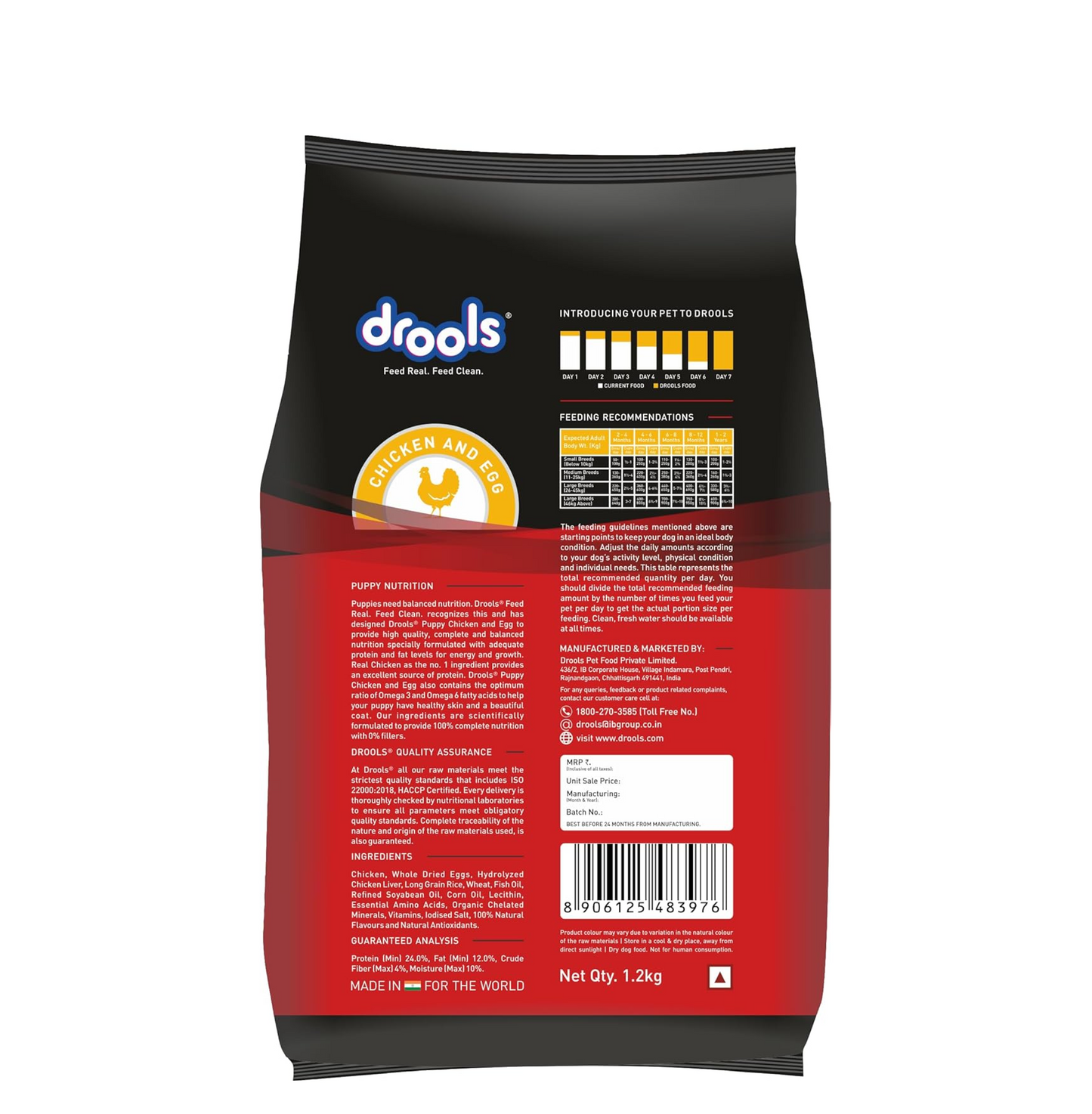Drools Puppy Dry Dog Food 1.2Kg Pack | Chicken and Egg Flavour | Optimal Growth | Healthy Coat & Skin | Strong Immune System | Enhanced Palatability