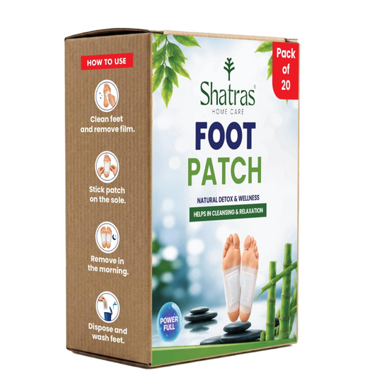 Shatras Herbal Foot Patch for Detox & Relaxation | Overnight Foot Pads for Tired Feet | Natural Ingredients for Sleep Aid, Pain Relief, Toxin Removal with Bamboo Vinegar Foot Patches with Adhesive Sheets-20 Pieces (PACK OF-1)