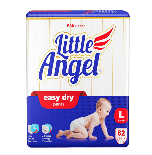 Little Angel Baby Easy Dry Diaper Pants With 12 Hrs Absorption Large Size, 9-14 Kgs - L (62 Pieces)