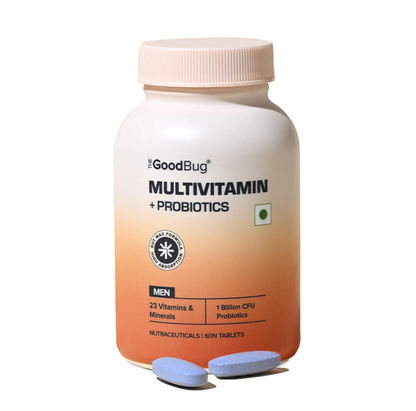 The Good Bug Multivitamin Tablets with Probiotics | 23 Essential Vitamins & Minerals | With Panax Ginseng (Men) | Supports Energy, Immunity, Gut Health & Daily Wellness | 60 Tablets