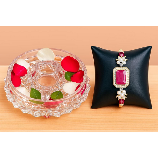 SAUDEEP INDIA Feng Shui Crystal Tortise with Plate for Good Luck with Rakhi for Brother | Turtle for Vastu Home Decor(Bhai-Rakhi with Gift Hamper)