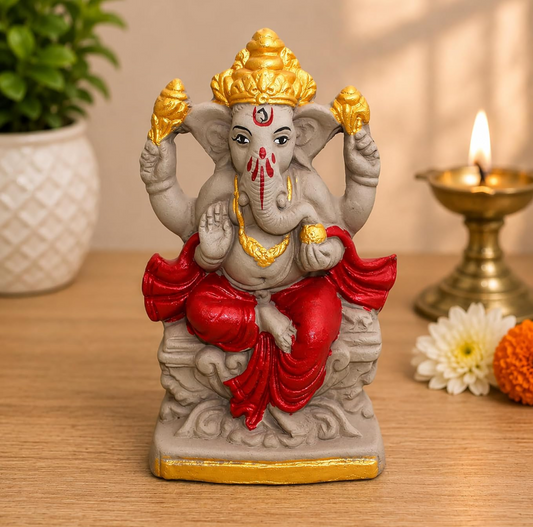 Bossify 100% Clay Eco-Friendly Ganesh Murti Idol for Visarjan 7 Inches | Shadu Mati Ganesh Murti | Ganpati Idol for Home | Ganpati for Ganesh Chaturthi | Home Decor