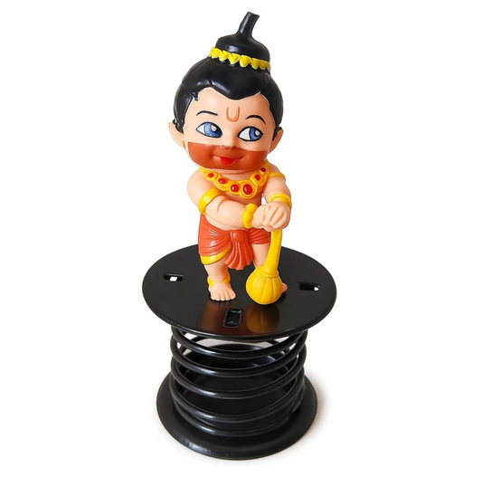 B.R STORE Cute Bal Hanuman Bobblehead Idol with Gada Polyvinyl Chloride | Baby Hanuman Spring Toy for Car Dashboard, Home & Office | Decorative Devotional Showpiece Gift (Spring_Lord_Hanuman01)