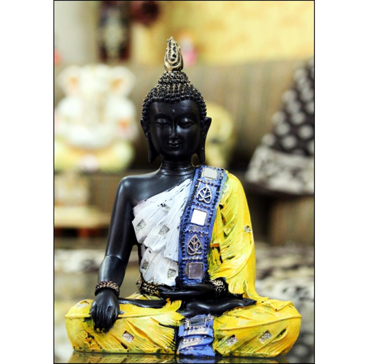 eCraftIndia Handcrafted Meditating Buddha Figurine Polyresin Statue (18.75 cm x 10 cm x 27.5 cm)