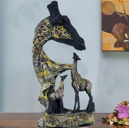 zart Statue of Giraffe Sculpture for Home/Office/Cafe/Hotel Decor Decorative Gift Showpiece (Pack of 1, resin, Multicolour)