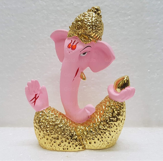 Gold Art India Gold and Silver Plated Abstract Ganesha (3 Inches) (Gold Pink)