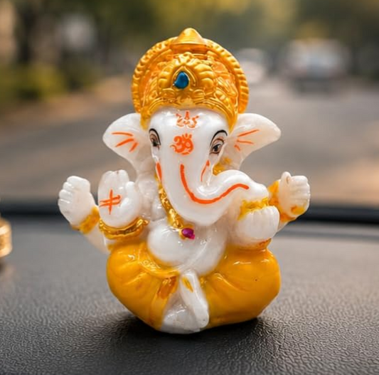 Gold Art India Ganesha Idol Car Dashboard Murti 3.3 inch