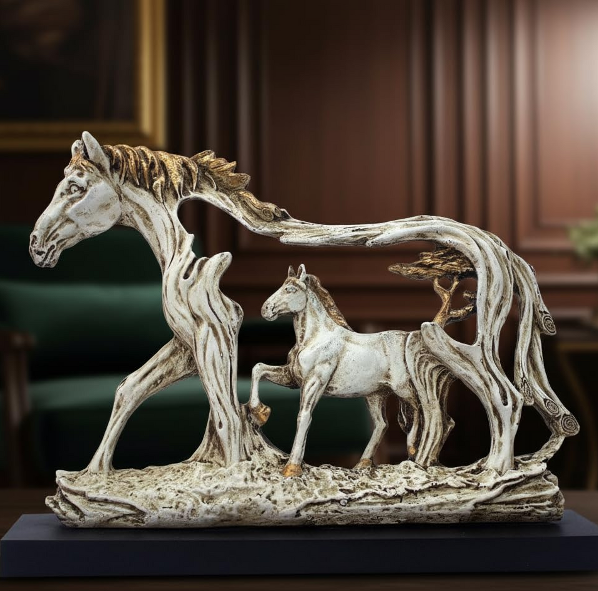 Lamcy Plaza Resin White Running Horse Statue Showpiece - 8.5 Inch | Home Decor Items for Hall Showcase, Living Room & Bedroom | Resin Home Decor Showpiece for Gift Purpose