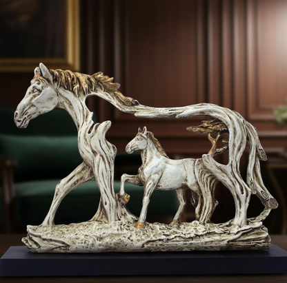 Lamcy Plaza Resin White Running Horse Statue Showpiece - 8.5 Inch | Home Decor Items for Hall Showcase, Living Room & Bedroom | Resin Home Decor Showpiece for Gift Purpose