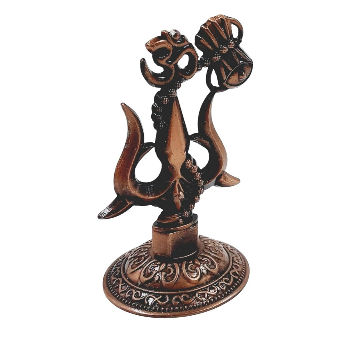 SriMaa Ventures Sacred Lord Shiva Metal Trishul with Damru Om Symbol with Double Sided Tape, for car Dashboard