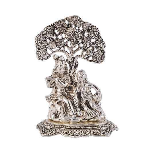 Lavanaya Silver Brand - Silver Plated Radha Krishna Idol | Statue | Showpiece with Premium Gift Box - Perfect for Marriage Anniversary, Wedding, Housewarming, Birthday and Wedding Return Gifts