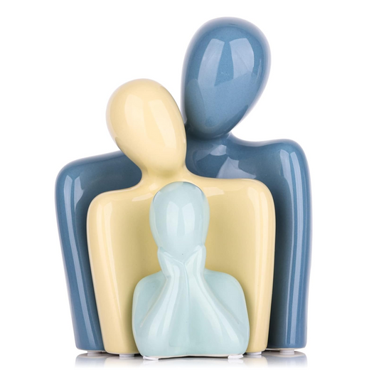THE SACRED GIFTS Couple Family Statue | Ceramic Thinker Sculpture | Home Decor Items for Living Room Show Piece | Table Artifact (Multicolor | Set of 3)