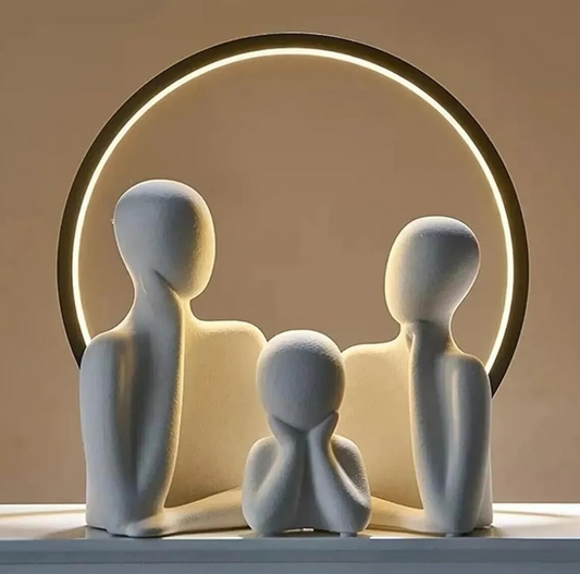 THE SACRED GIFTS Couple Family Statue | Ceramic Thinker Sculpture | Home Decor Items for Living Room Show Piece | Table Artifact (White | Set of 3)