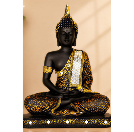 New Limited Edition 25 Centimetre Meditating Sitting Buddha Idol Statue showpiece Home Decor Decoration Items for Living Room and Gifts (Copper Black)