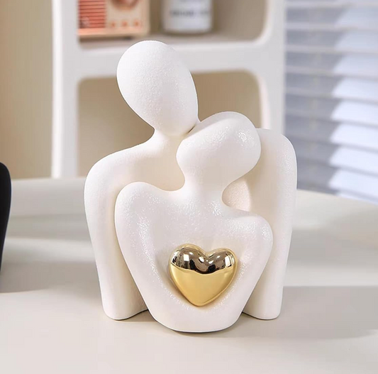 Hugging Couple Statue - Romantic Home Decor, Perfect Wedding Anniversary and Valentines Day Gift, Figurine for Home, Office, Coffee Table and Desktop (White, Romantic Couple), 8 cm, 6.5 cm