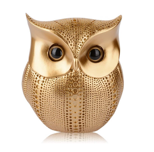 Resin Owl Statue (5.7 Inch) | Decorative Owl Sculpture & Figurine for Home Decor | Modern Tabletop Showpiece for Living Room, Bedroom, Office, Shelf & Bookshelf | Gold