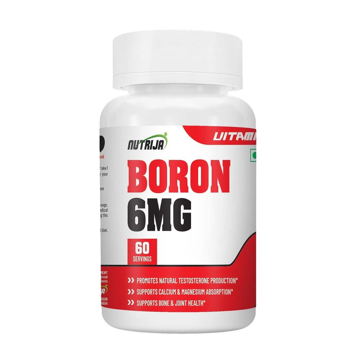 NutriJa Boron 6mg Capsules | Boron Citrate, Aspartate & Glycine Complex | Trace Mineral Supplement for Bone, Joint & Mineral Support | 60 Vegetarian Capsules