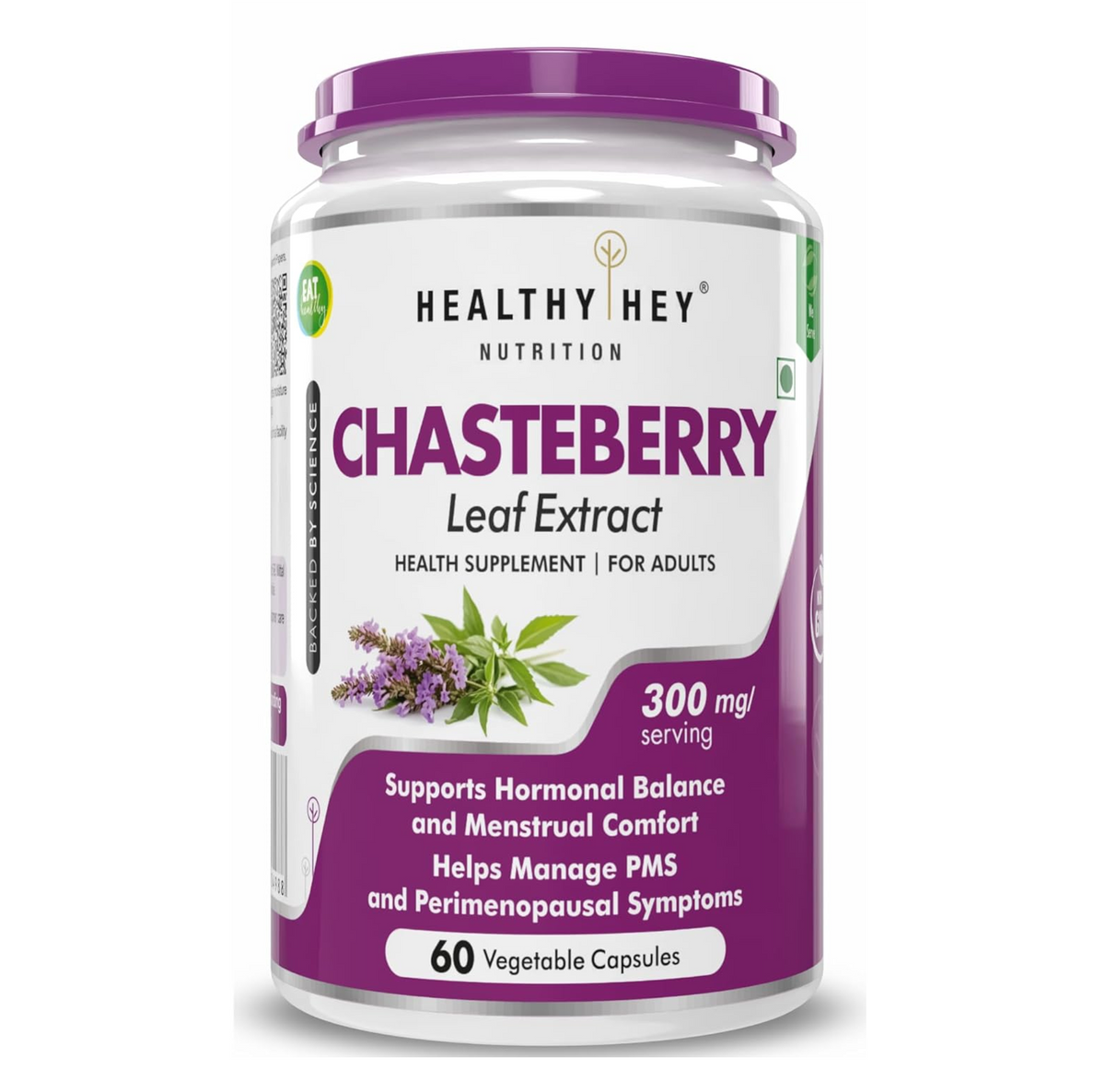 HealthyHey Nutrition Chasteberry Leaf Extract - 300mg per serving - 60 Vegetable Capsules