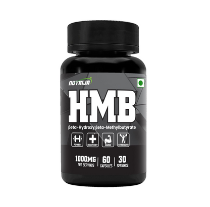 NutriJa HMB 1000MG Capsules | CaHMB Beta-Hydroxy Beta-Methylbutyrate Supplement | Supports Muscle Maintenance, Workout Recovery & Strength Training Routine - 60 Capsules