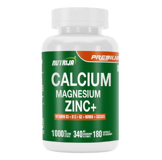NutriJa Calcium Magnesium Zinc with Vitamin D3, Boron, K2 & B12 | Complete Bone Health & Joint Support Supplement for Men & Women (180 Capsules)