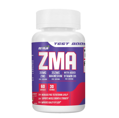 NutriJa ZMA Supplement with Magnesium Glycinate, Zinc & Vitamin B6-60 Capsules | Added Boron & BioPerine for Muscle Recovery, Strength & Better Sleep Quality | High Absorption Supplement