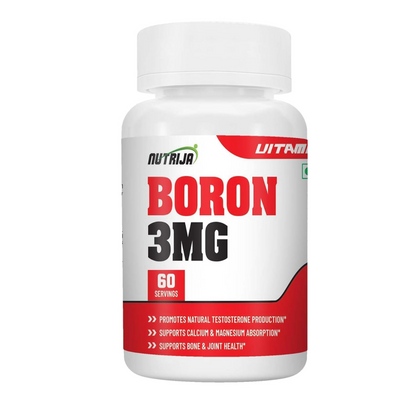 NutriJa Boron 3MG Supplement as Boron Citrate/Aspartate/Glycine Complex in each Serving - 60 Capsules