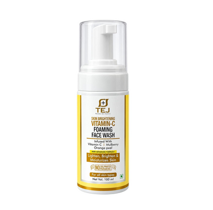 TEJ BEAUTY CARE Vitamin C Foaming Face Wash for Gentle Facial Cleansing Brightening and Natural Glow | Daily Refreshing Foam Cleanser for Soft Hydrated Complexion (100 ml)