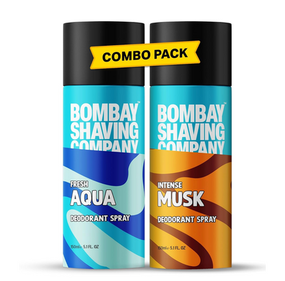 Bombay Shaving Company Deodorant Aerosol Combo - Aqua & Musk - 150Ml X 2 |Deodorant For Men Long Lasting| 300 ML (Lemon)