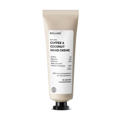 Brillare Coffee & Coconut Hand Cream with Glycerin & Aloe Vera for Dry Hands, Deep Moisturizing Hand Cream