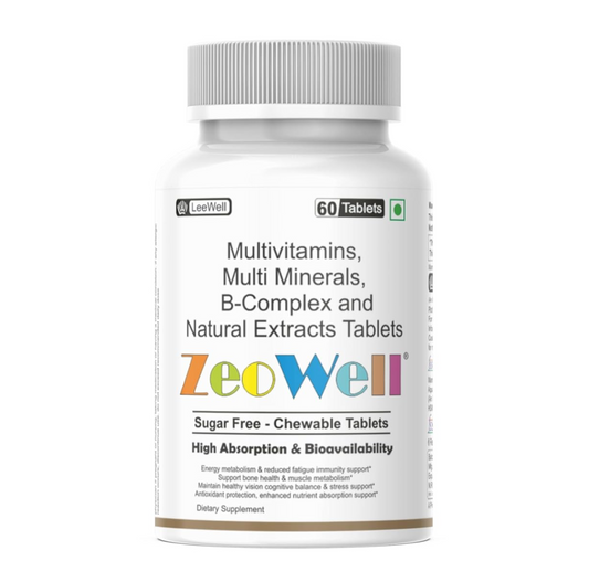 ZEOWELL Chewable Multivitamin Tablets for Men & Women | With Zinc, Magnesium, Vitamin B12, C, D3, Lutein, Zeaxanthin & Ashwagandha | Energy, Immunity & Eye Health | Sugar-Free - 60 Tablets (by LeeWell)