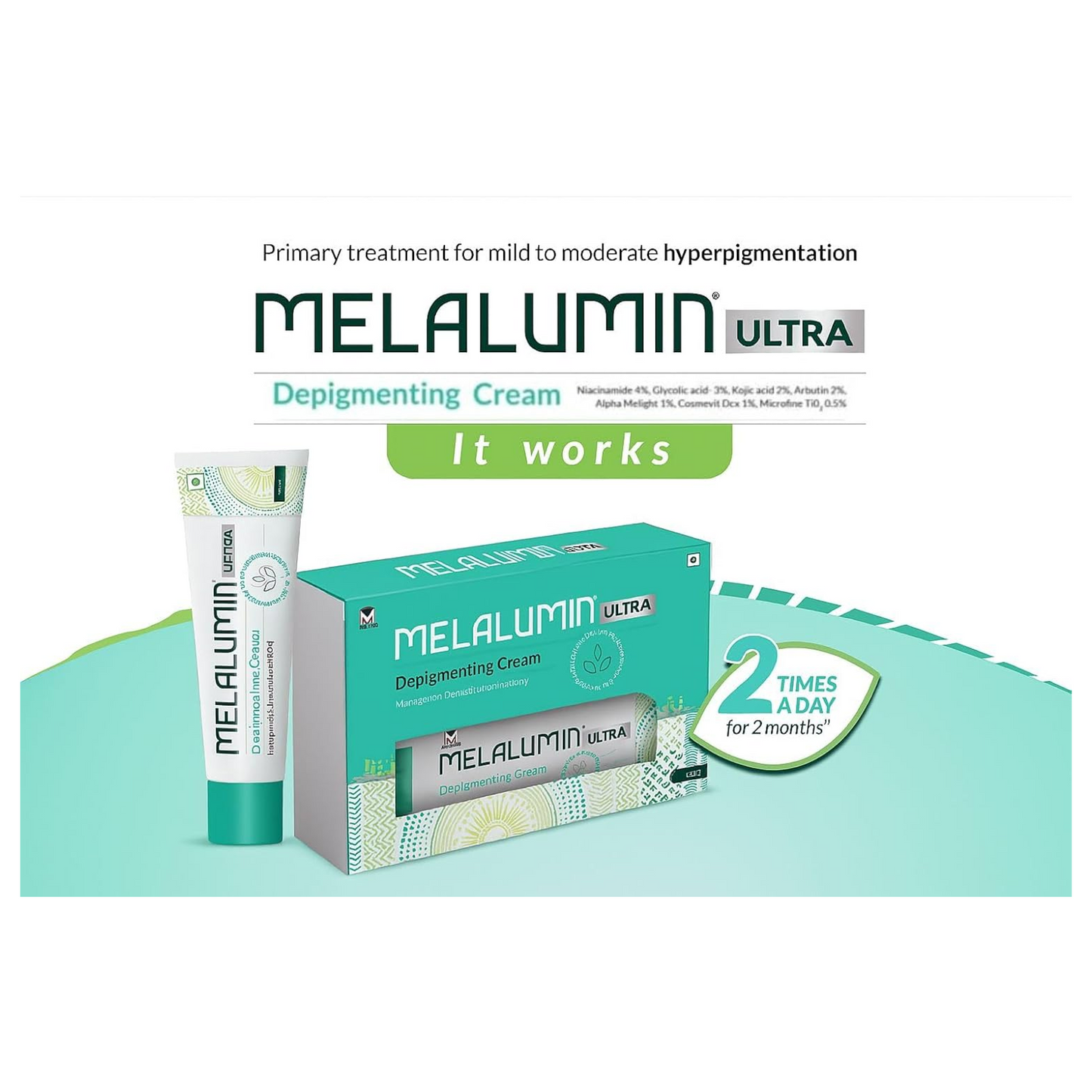 Melalumn Ultra Advanced Depigmenting - Fastest Skin Lightening cream and Radiance-Enhancing Cream with Niacinamide, Glycolic Acid, Kojic Acid, and Arbutin for Hyperpigmentation Treatment and Even Skin Tone, 20g