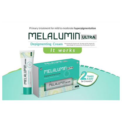Melalumn Ultra Advanced Depigmenting - Fastest Skin Lightening cream and Radiance-Enhancing Cream with Niacinamide, Glycolic Acid, Kojic Acid, and Arbutin for Hyperpigmentation Treatment and Even Skin Tone, 20g