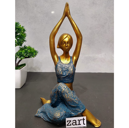 Resin Lady Yoga Poses Showpiece for Home Decor Showpiece, Lady Yoga Posture for Home Shelves Decorative Item (Set of 3, Multicolor)