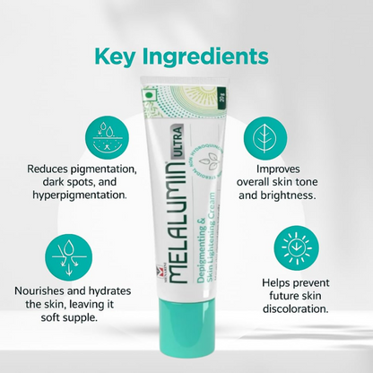 Melalumn Ultra Advanced Depigmenting - Fastest Skin Lightening cream and Radiance-Enhancing Cream with Niacinamide, Glycolic Acid, Kojic Acid, and Arbutin for Hyperpigmentation Treatment and Even Skin Tone, 20g