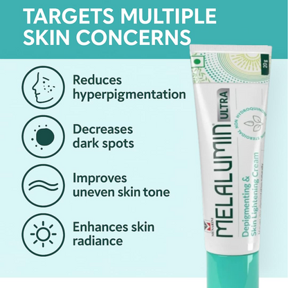 Melalumn Ultra Advanced Depigmenting - Fastest Skin Lightening cream and Radiance-Enhancing Cream with Niacinamide, Glycolic Acid, Kojic Acid, and Arbutin for Hyperpigmentation Treatment and Even Skin Tone, 20g
