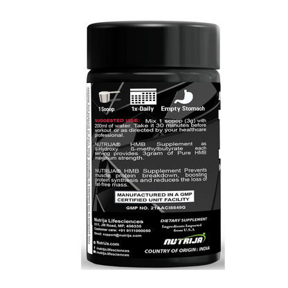 NutriJa HMB Powder (Beta-Hydroxy Beta-Methylbutyrate) 100 Grams - Pure HMB | Prevents Muscle Breakdown, Faster Recovery, Strength