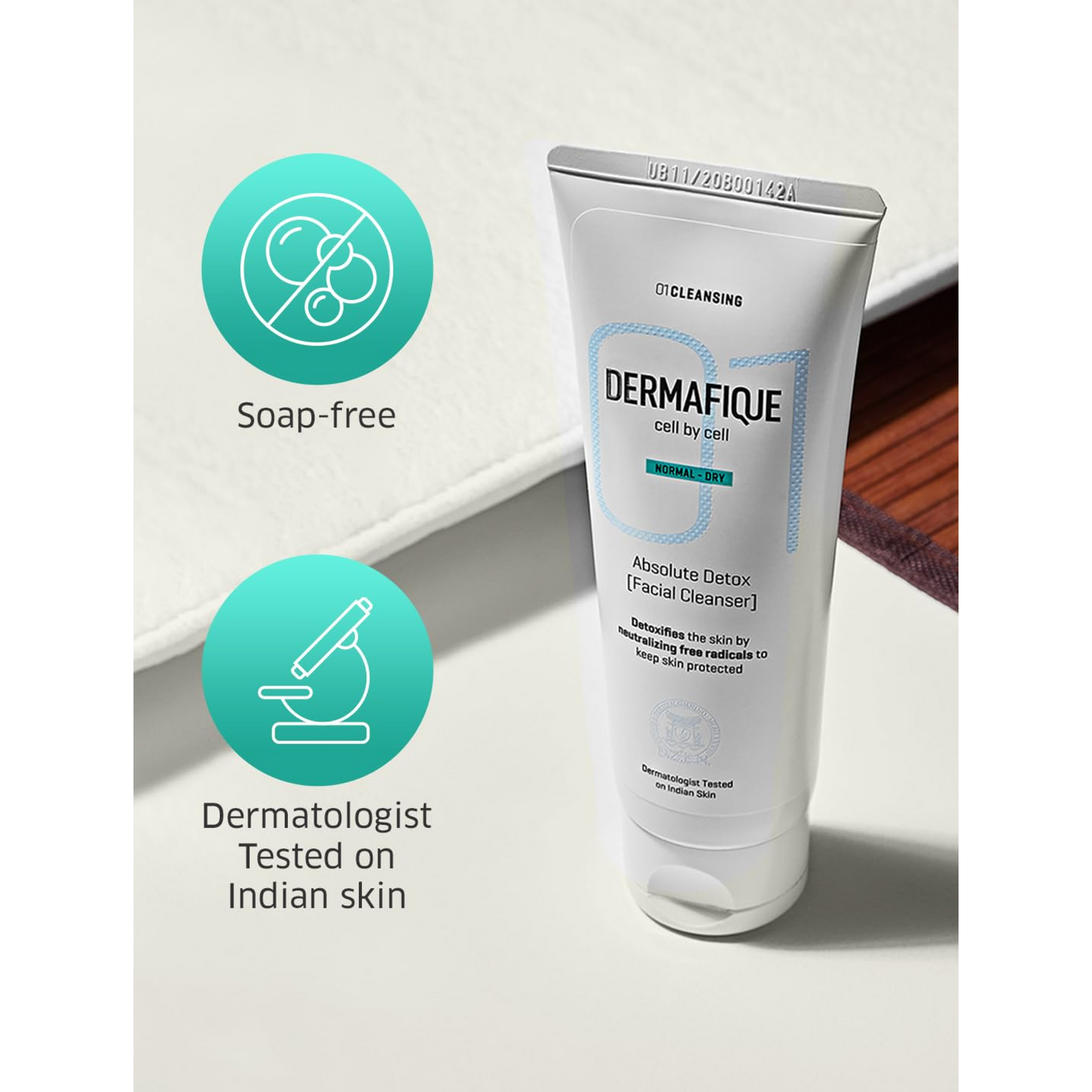 Dermafique Absolute Detox Facial Cleanser – 100ml, with Bio-Active Cellulose Beads, Face Wash Enriched with Vitamin E & Pomegranate Extracts | Soap, Paraben & Alcohol Free | Dermatologist Tested Face Cleanser