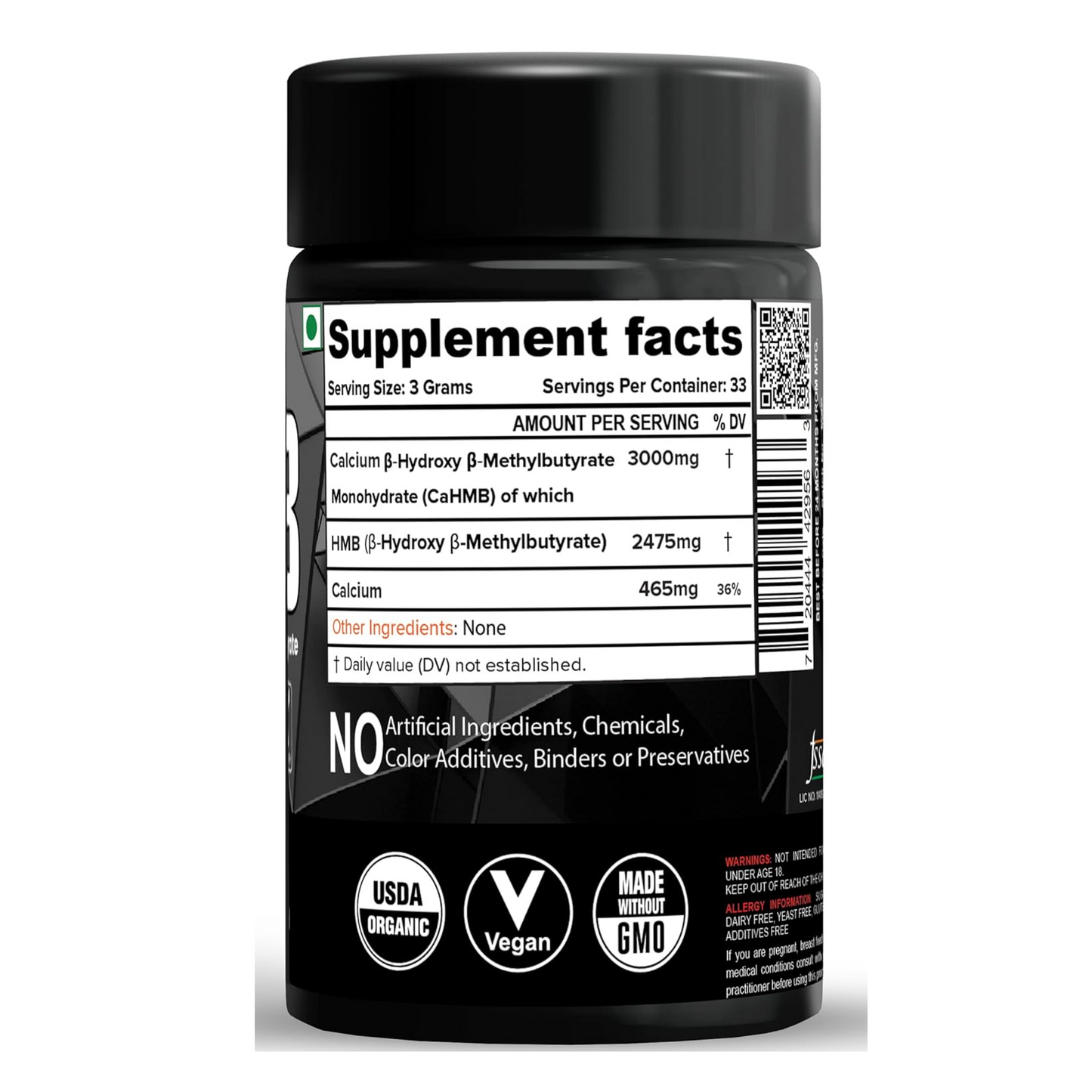 NutriJa HMB Powder (Beta-Hydroxy Beta-Methylbutyrate) 100 Grams - Pure HMB | Prevents Muscle Breakdown, Faster Recovery, Strength