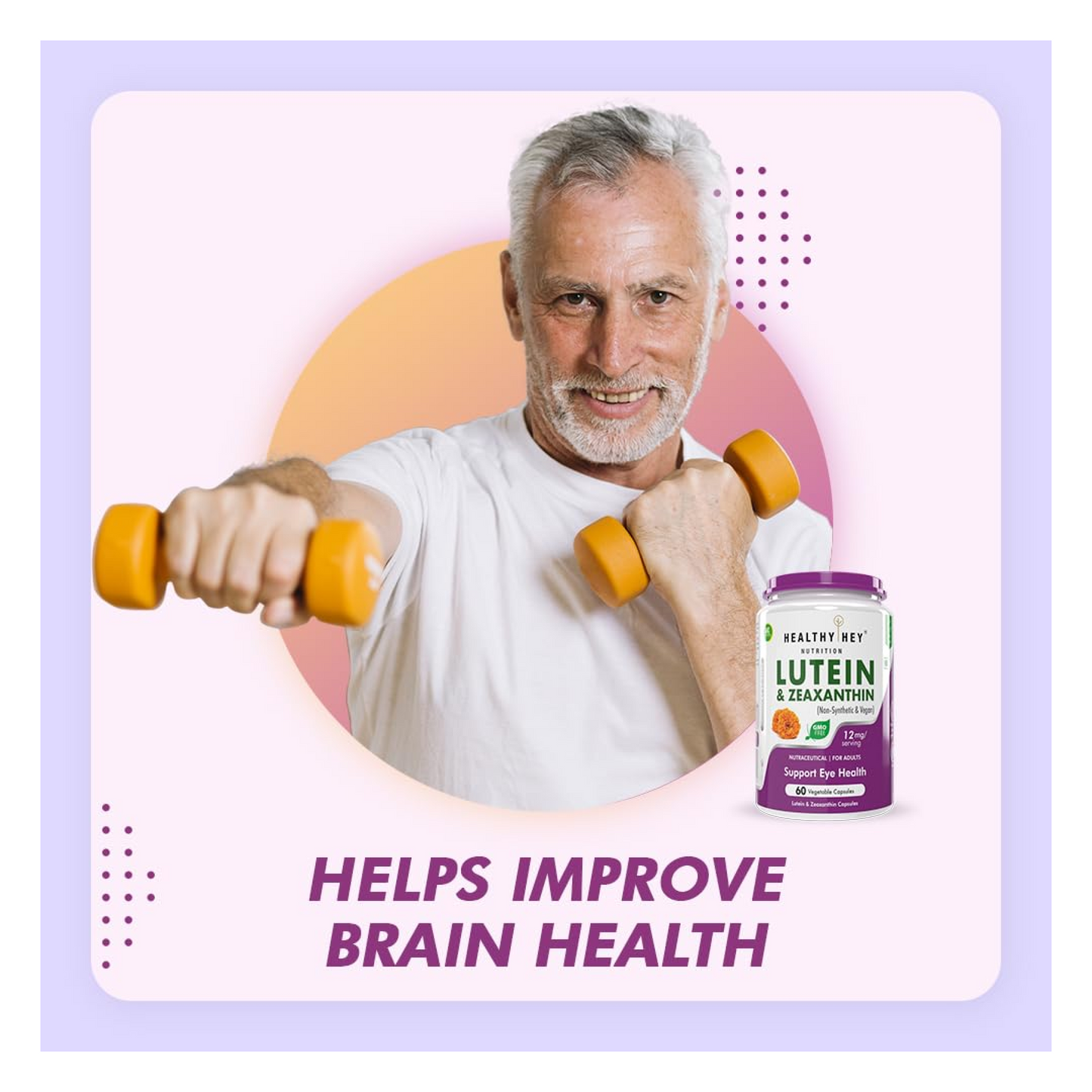 HealthyHey Nutrition Natural Lutein 10mg with 2mg Zeaxanthin - Support Eye Health - 60 Veg. Capsules
