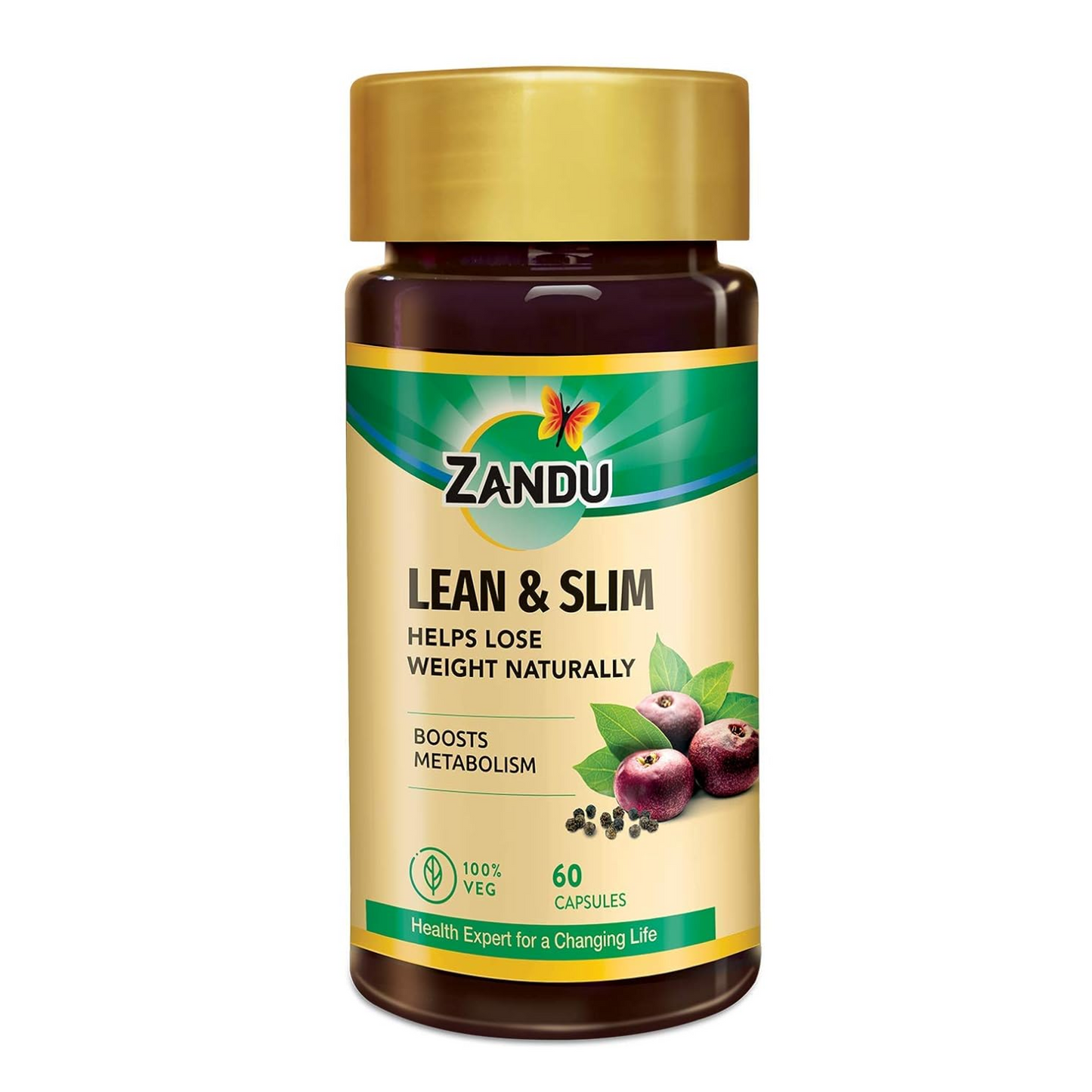 Zandu Lean & Slim Capsules Enriched with the Goodness of 6 Herbs to Help You in Weight Loss Journey, Acts as a Metabolism Booster And Supports Weight Management, Pack of 60 Veg Capsules