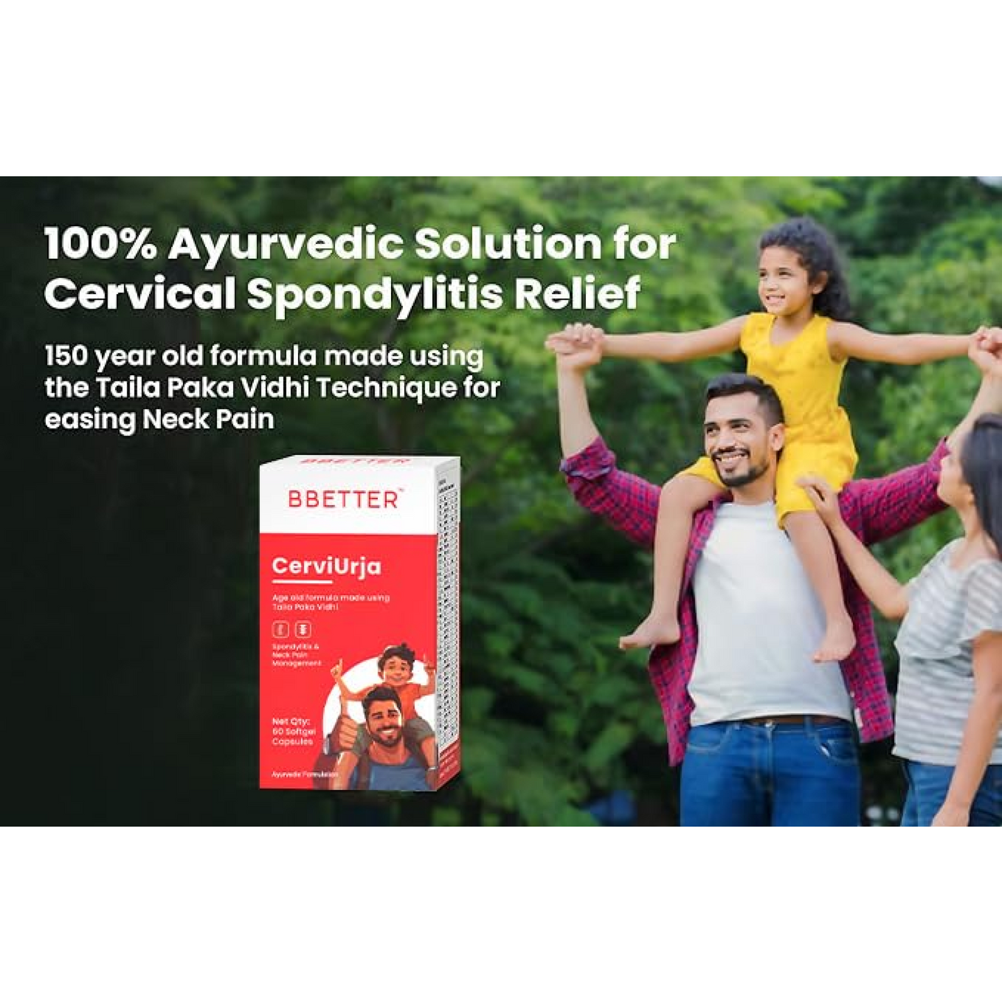 BBETTER CerviUrja - Ayurvedic Neck, Shoulder Pain Relief & Cervical Spondylitis Relief | Made by Taila Paka Vidhi Method | 60 Softgels