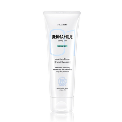 Dermafique Absolute Detox Facial Cleanser – 100ml, with Bio-Active Cellulose Beads, Face Wash Enriched with Vitamin E & Pomegranate Extracts | Soap, Paraben & Alcohol Free | Dermatologist Tested Face Cleanser