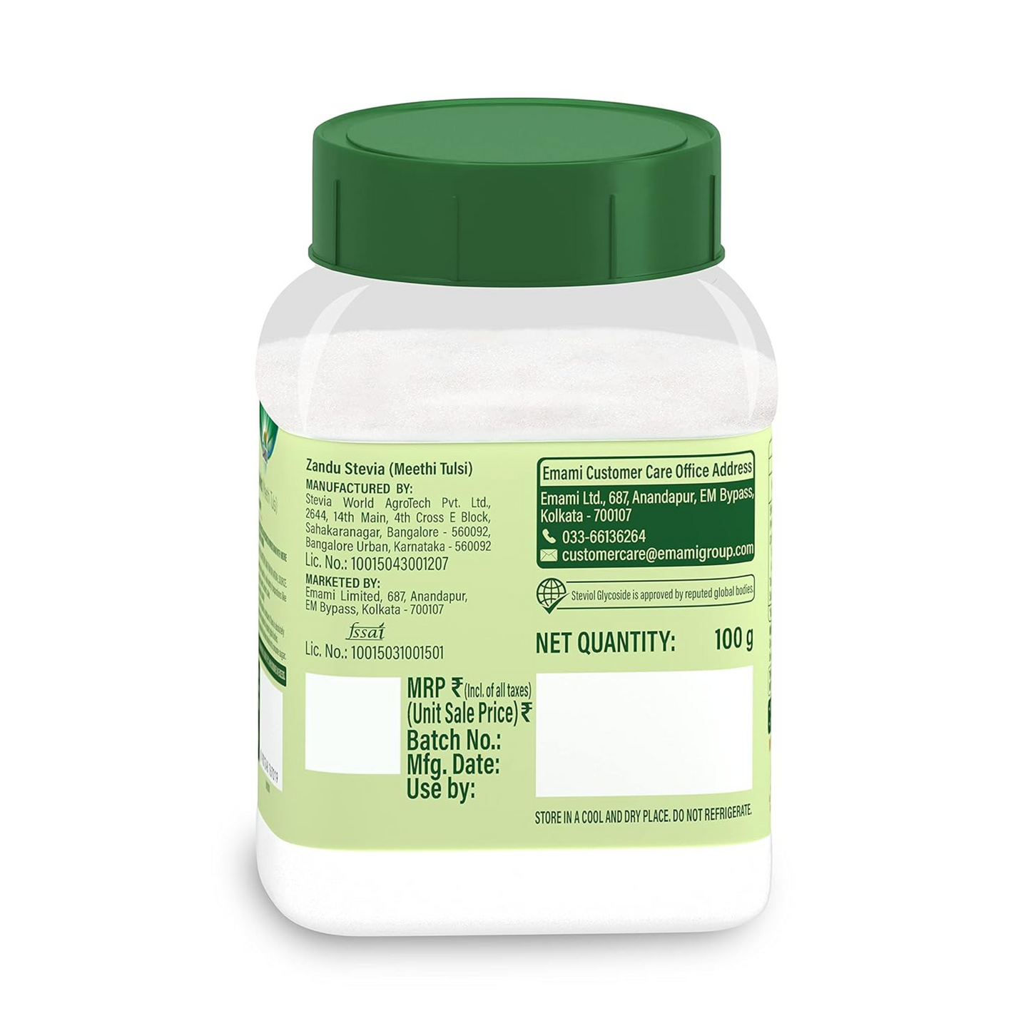 Zandu Stevia Meethi Tulsi Powder- A Healthier Substitute for Sugar |Helps Maintain Healthy Sugar Levels & Healthy Weight (100 g Powder)