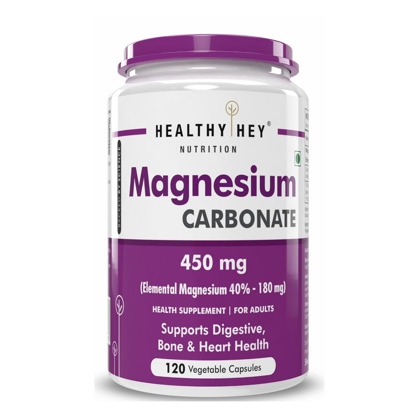 HealthyHey Nutrition Magnesium Carbonate 450mg - 120 Vegetable Capsules